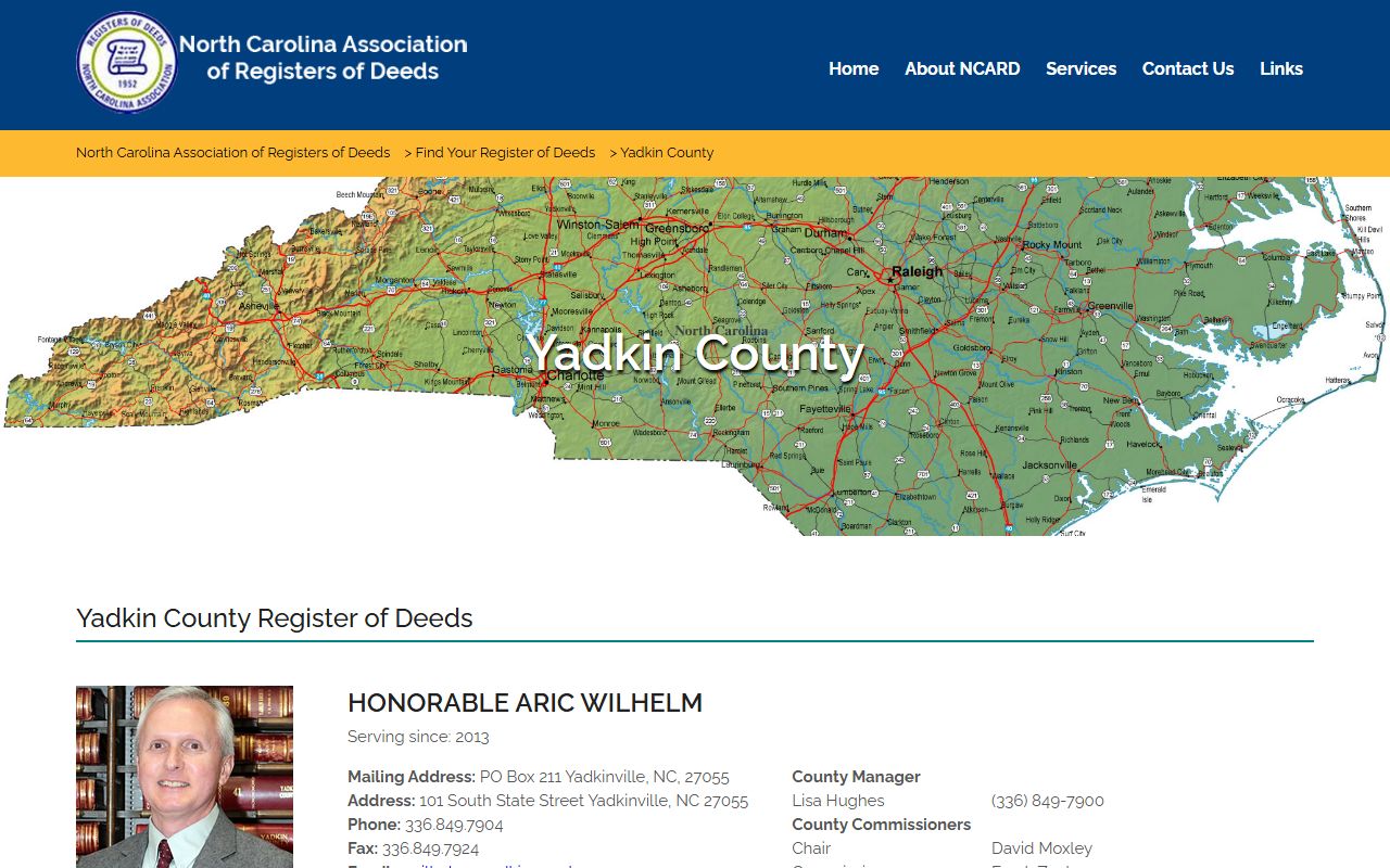 NC Register of Deeds directory entry for Yadkin County