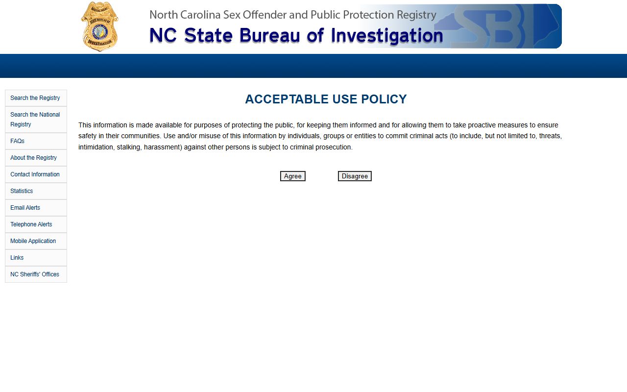 Yadkin County arrest records SBI sex offender registry