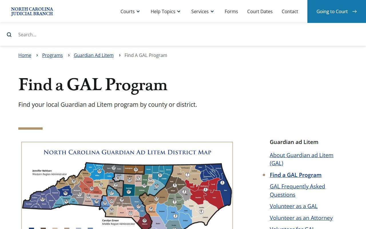 Yadkin County court dockets Guardian ad Litem directory