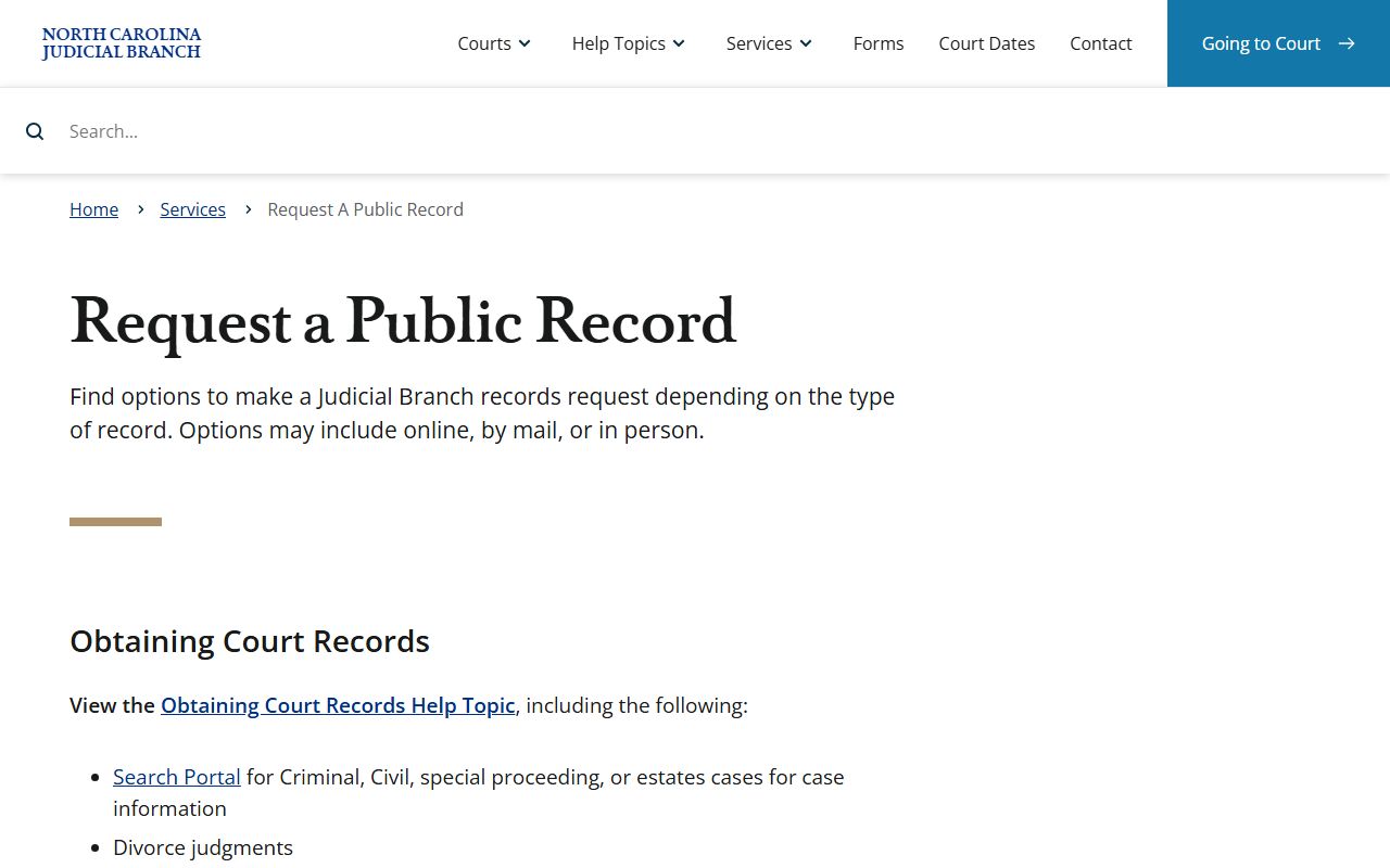 Yadkin County court records public records request
