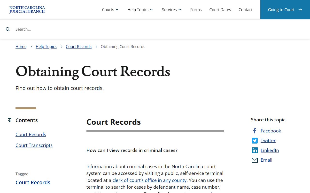 Yadkin County court records obtaining court records guidance