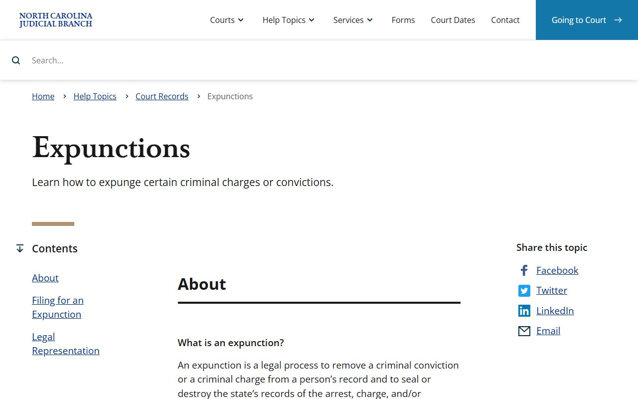 Yadkin County criminal court records expunction guidance