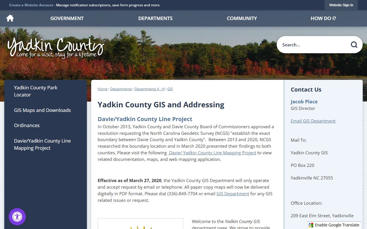 Yadkin County trial court records GIS department context