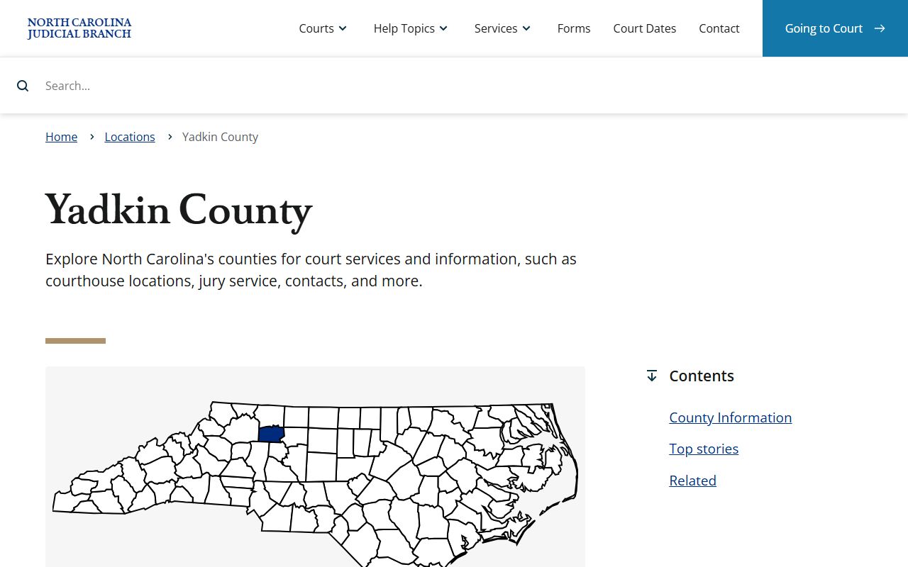 Yadkin County court records NC Judicial Branch landing page