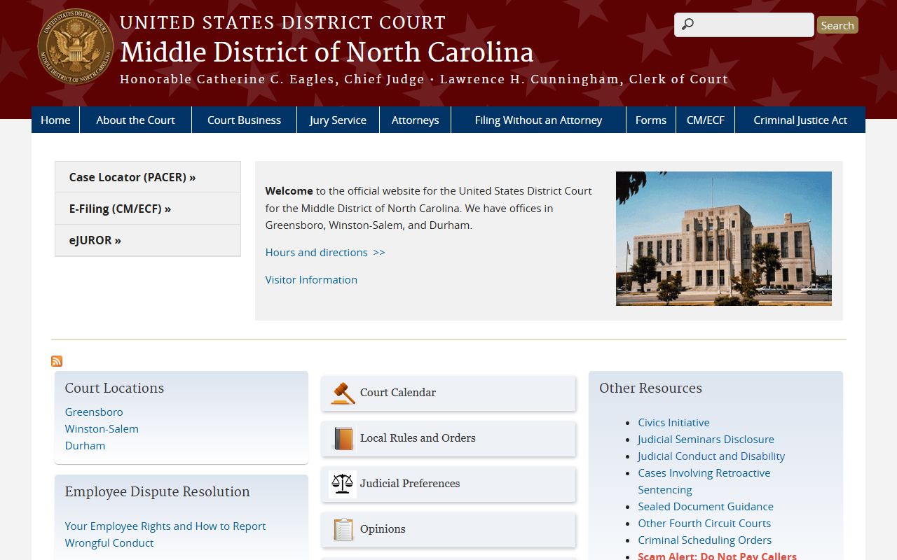 Yadkin County inmate records Middle District federal court