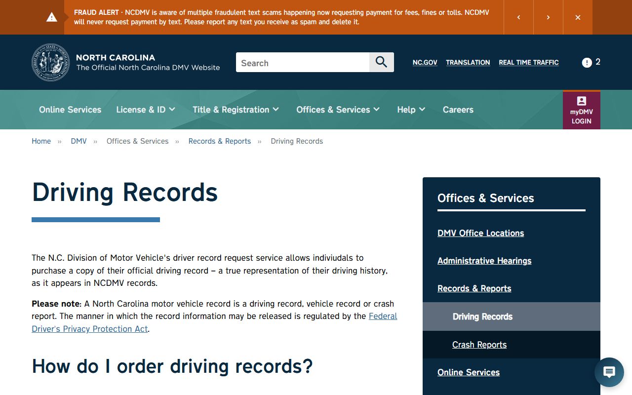 Yadkin County traffic court records NCDMV driving records